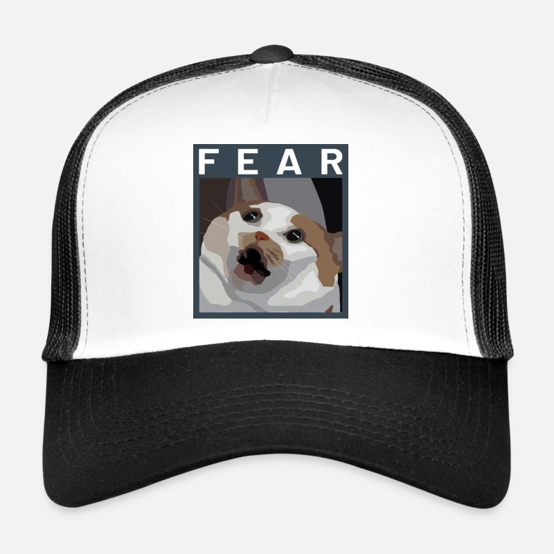 Scared cat Meme Illustration - Trucker Cap - white/black