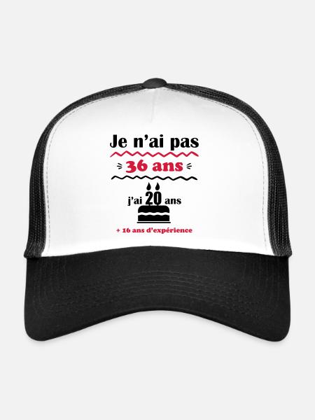 Je n'ai pas 36 ans : cadeau d'anniversaire 36 ans. - Casquette trucker  - blanc/noir - Devant