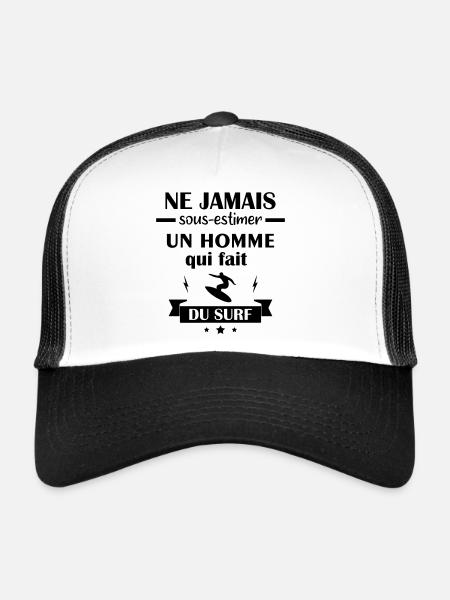 Ne jamais sous estimer surf, surfeur - Casquette trucker  - blanc/noir - Devant