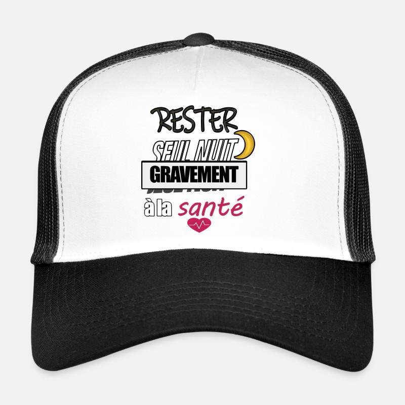 Célibataire seul nuit - Casquette trucker  - blanc/noir