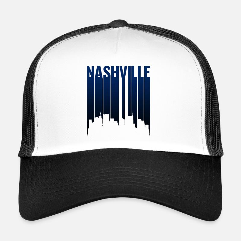 Nashville Skyline Midnight Blue Silhouette - Trucker Cap - white/black