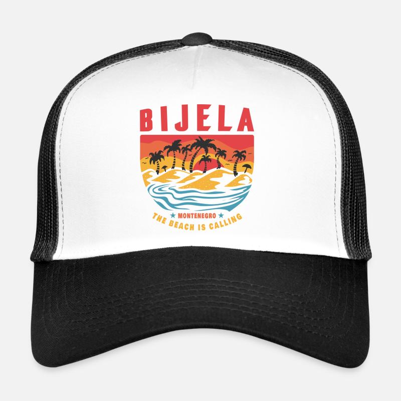 Design de plage de palmiers de Bijela Montenegro Casquette trucker 