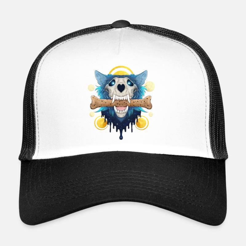 Hellhound Skull Gold - Dämonischer Wolf & Keksknochen Trucker Cap