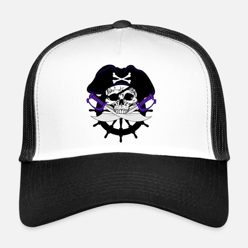 Violet pirate - Casquette trucker  - blanc/noir