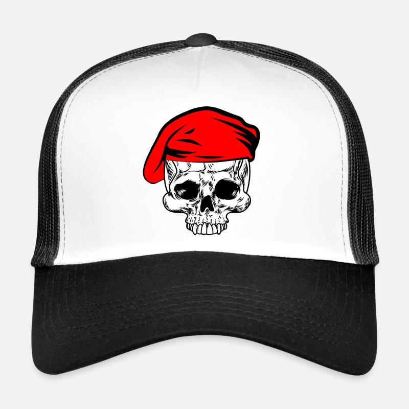Skeleton red beret Trucker Cap