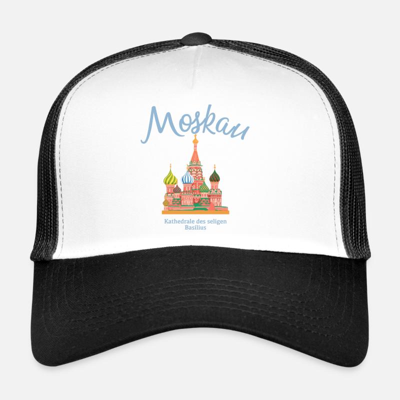 Moskau, Basilius Kathedrale, Roter Platz Russland - Trucker Cap - Weiß/Schwarz