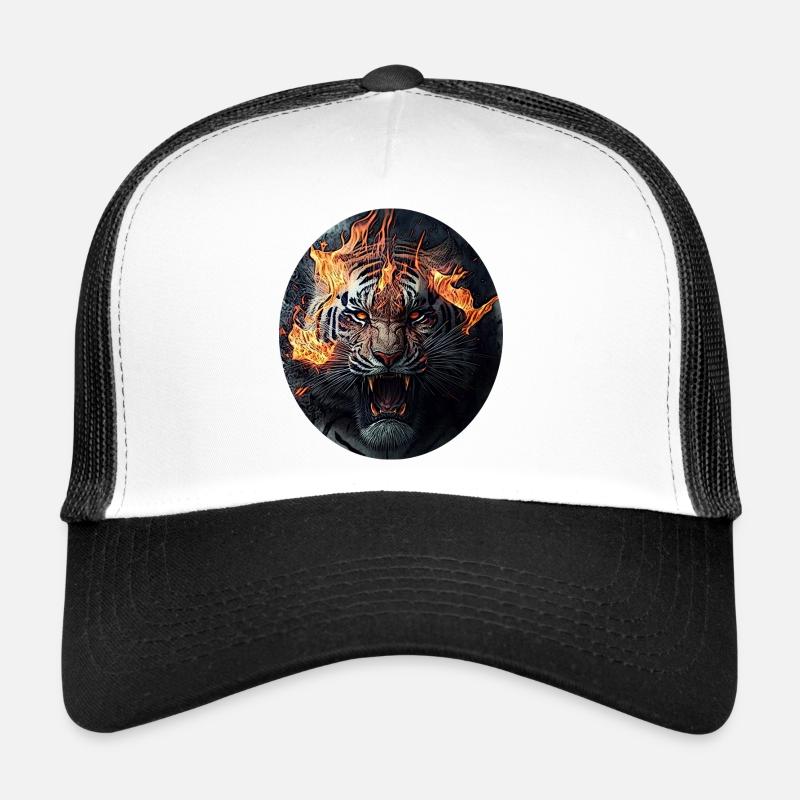 Tiger on fire Trucker Cap