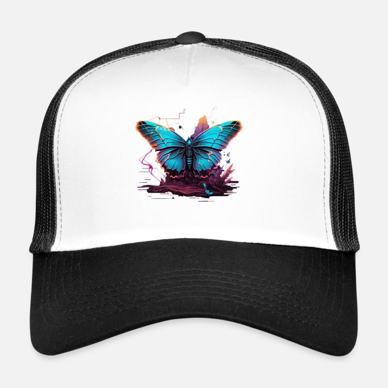 Papillon Vaporwave lumineux Casquette trucker 
