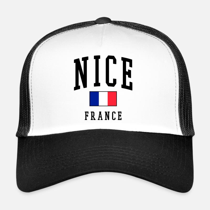 Nizza - Frankreich - Flagge - Trucker Cap - Weiß/Schwarz