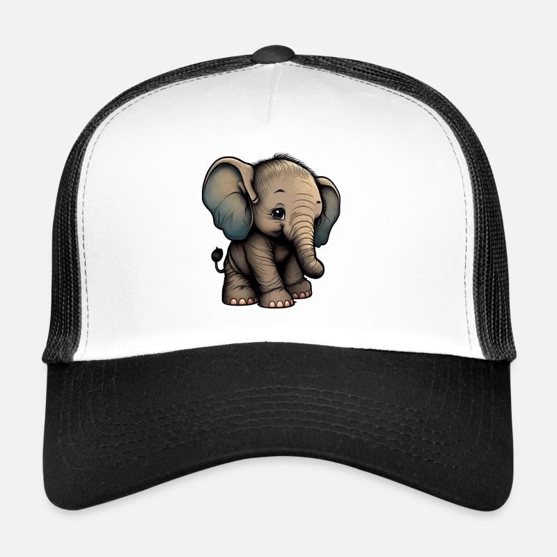 Mignon bébé éléphant - Casquette trucker  - blanc/noir