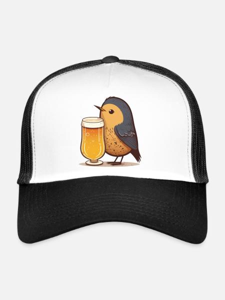 Little bird with beer - Trucker Cap - white/black - Front