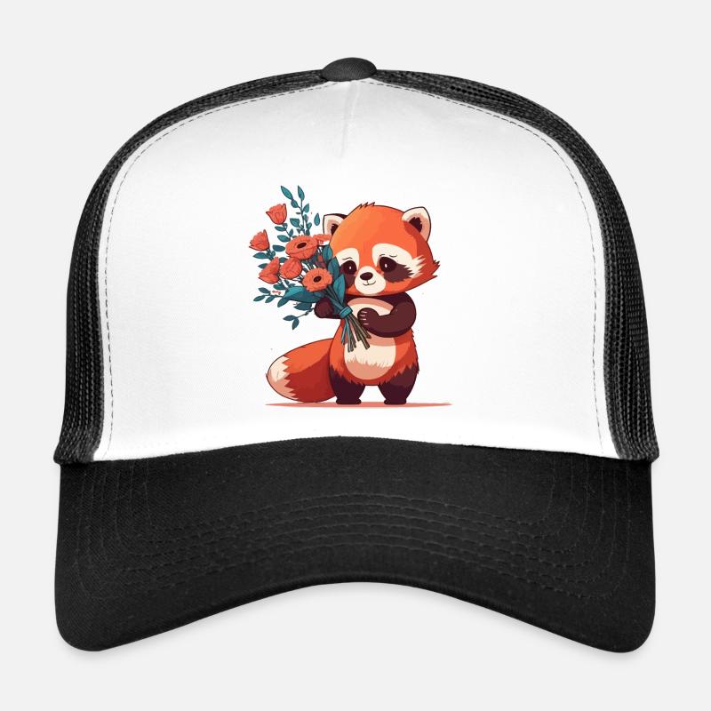 Panda roux à fleurs Casquette trucker 