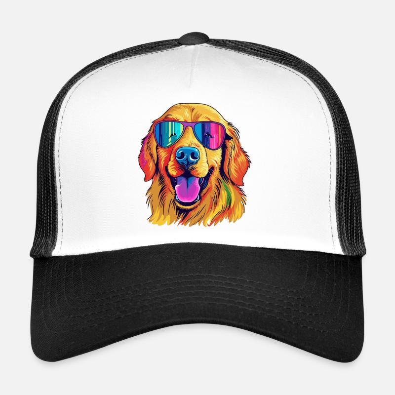 Vibrant Sunglass Pup - Trucker Cap - white/black