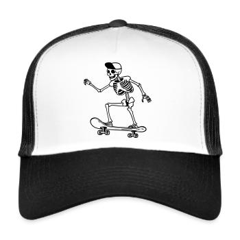 skeleton skateboard - Trucker Cap - white/black - Front