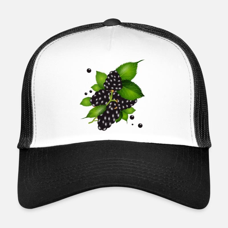 Belles mûres violet foncé avec des feuilles Casquette trucker 