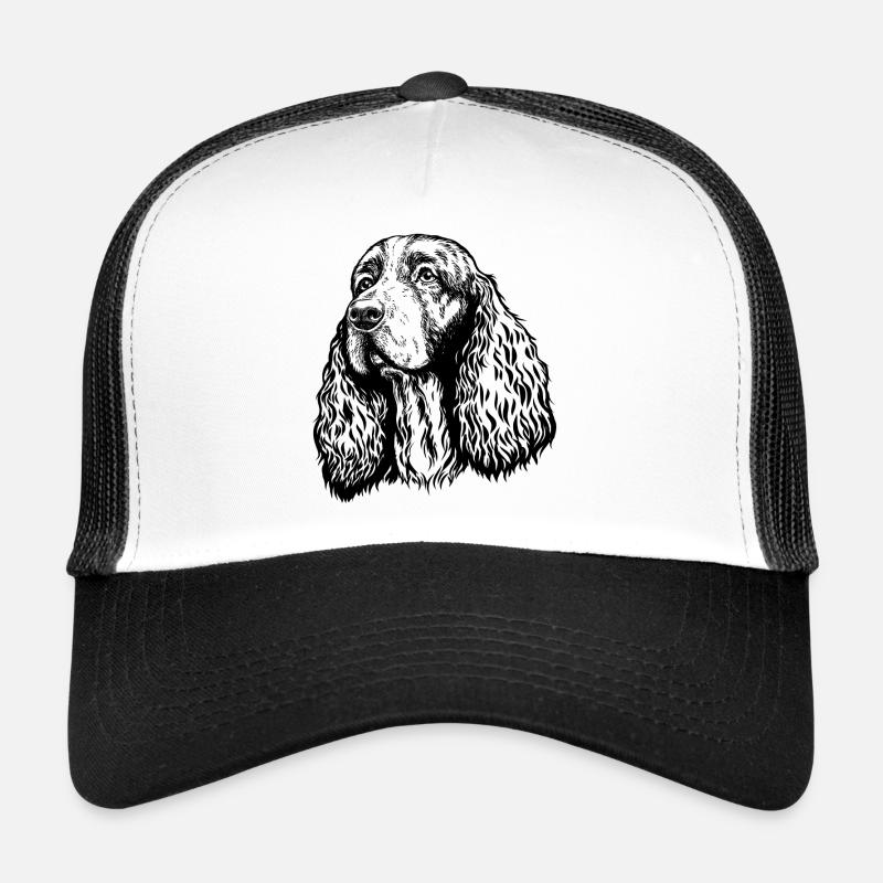 Springer Spaniel Portrait black Trucker Cap