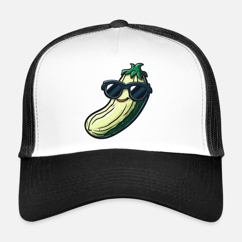 Gurke mit Sonnenbrille - Trucker Cap - Weiß/Schwarz