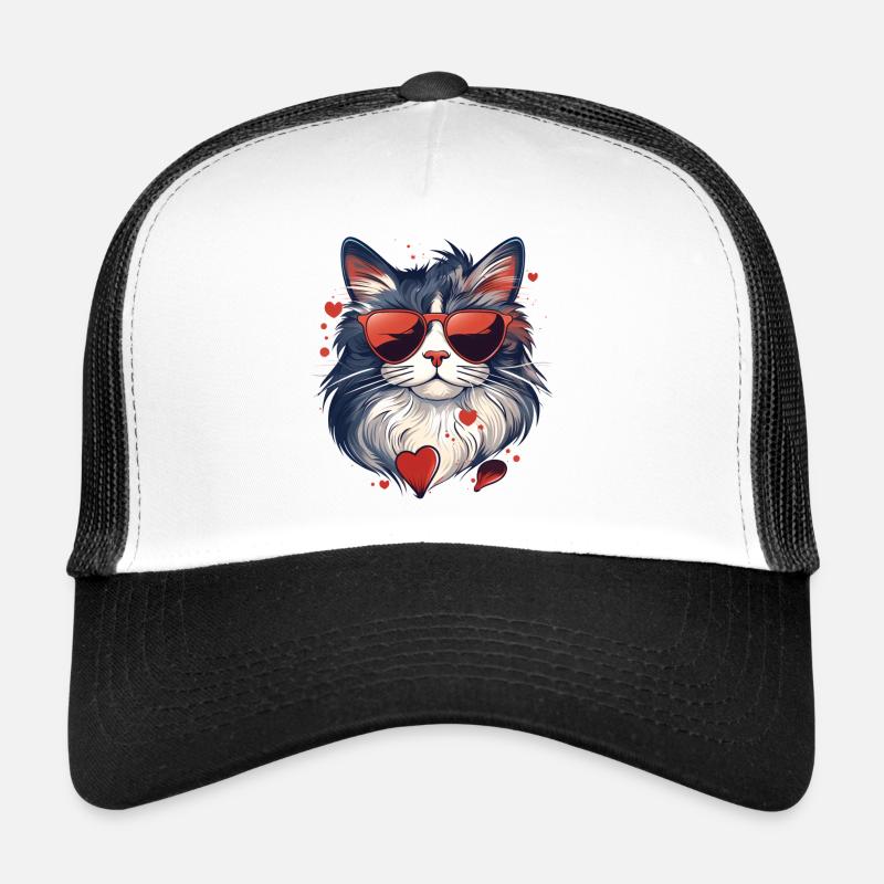 Katzenliebe - Trucker Cap - Weiß/Schwarz