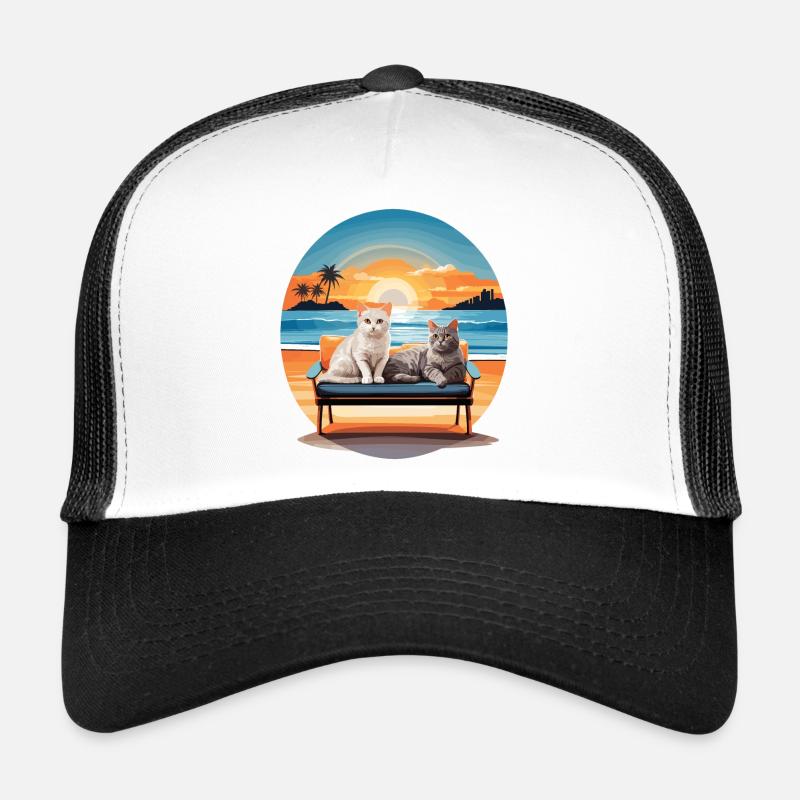 Chats sur le canapé - Casquette trucker  - blanc/noir