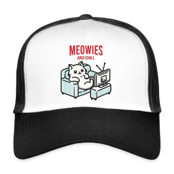 TV Evening Cat, What's on in the Purr-ogram today? - Trucker Cap - white/black - Front