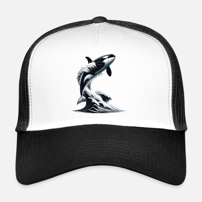 Une orque dans qui saute dans une vague océan Casquette trucker 