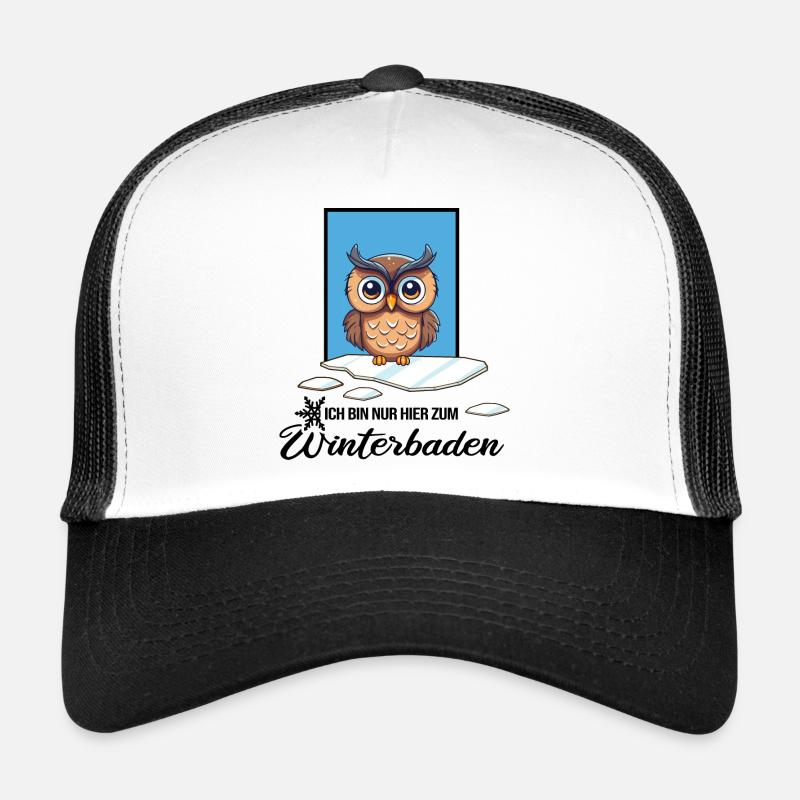 Eisbaden Winterschwimmen Eule Winterbad - Trucker Cap - Weiß/Schwarz