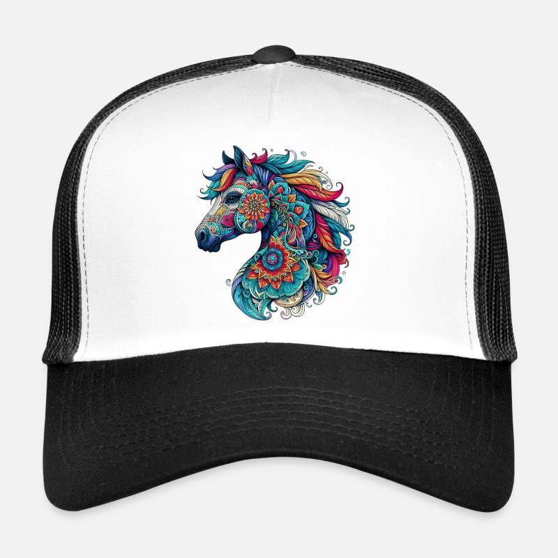 Cheval décoré de Mandalas Casquette trucker 