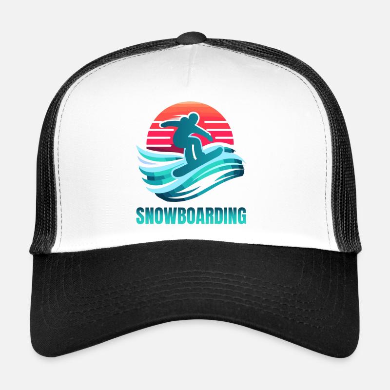 Scène vibrante du surf snowboard - Casquette trucker  - blanc/noir