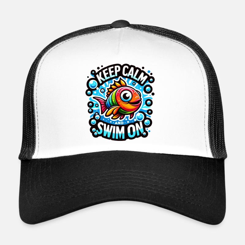 Keep Calm and Swim On - Trucker Cap - Weiß/Schwarz