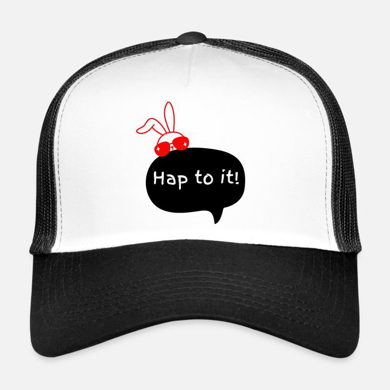 Northern Irish Cool Easter Rabbit - Hap to it - Trucker Cap - white/black