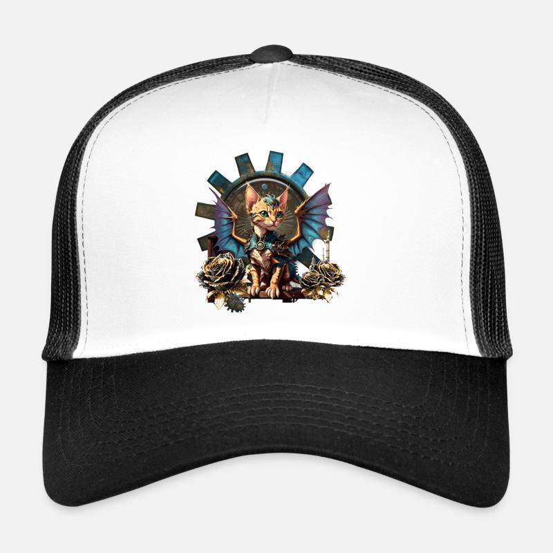 Wunderbare Fantasy-Steampunk-Katze. Trucker Cap