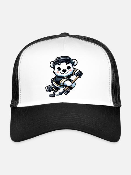 Polar Bear Hockey Club Joueur de hockey Polar Bear - Casquette trucker  - blanc/noir - Devant