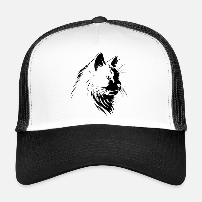 Katze, katzenmotiv, süße, geschenk, geschenkideen - Trucker Cap - Weiß/Schwarz