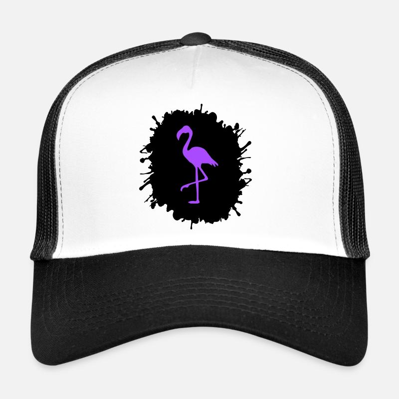 Éclaboussures de flamant rose - Casquette trucker  - blanc/noir