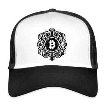 Krypto Bitcoin sind Dezentralisierung Blockchain - Trucker Cap - Weiß/Schwarz - Vorne