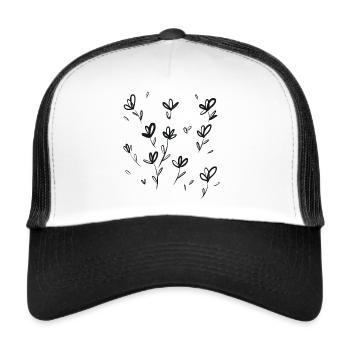 My Flower Field Scribble - Trucker Cap - Weiß/Schwarz - Vorne