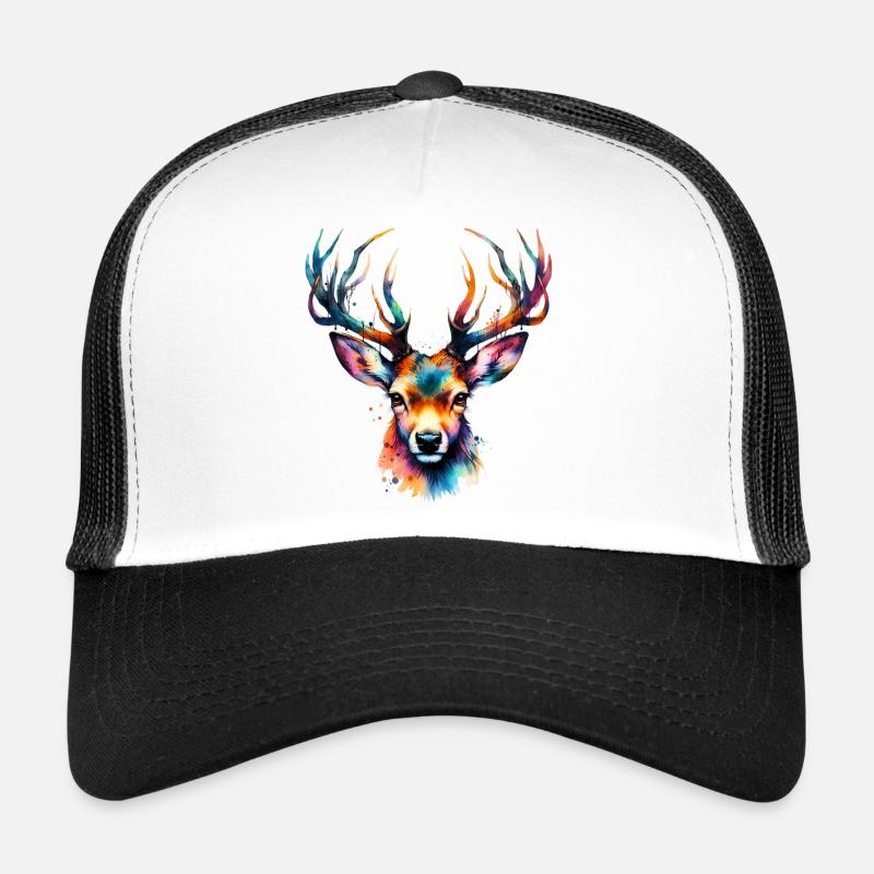 Hirsch - Trucker Cap - Weiß/Schwarz