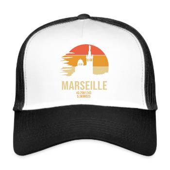 Marseille 13 marseillais marseille - Casquette trucker  - blanc/noir - Devant