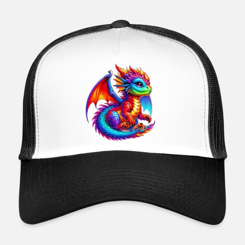 Drache - Trucker Cap - Weiß/Schwarz