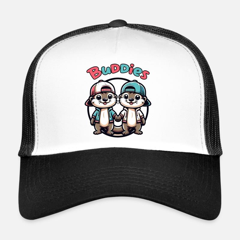 Two Cute Otter Buddies Buddies Forever Trucker Cap