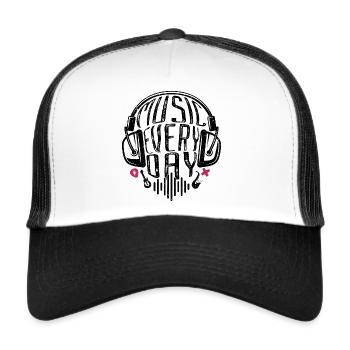 Musik jeden Tag, Musikliebhaber Musiker Geschenk - Trucker Cap - Weiß/Schwarz - Vorne