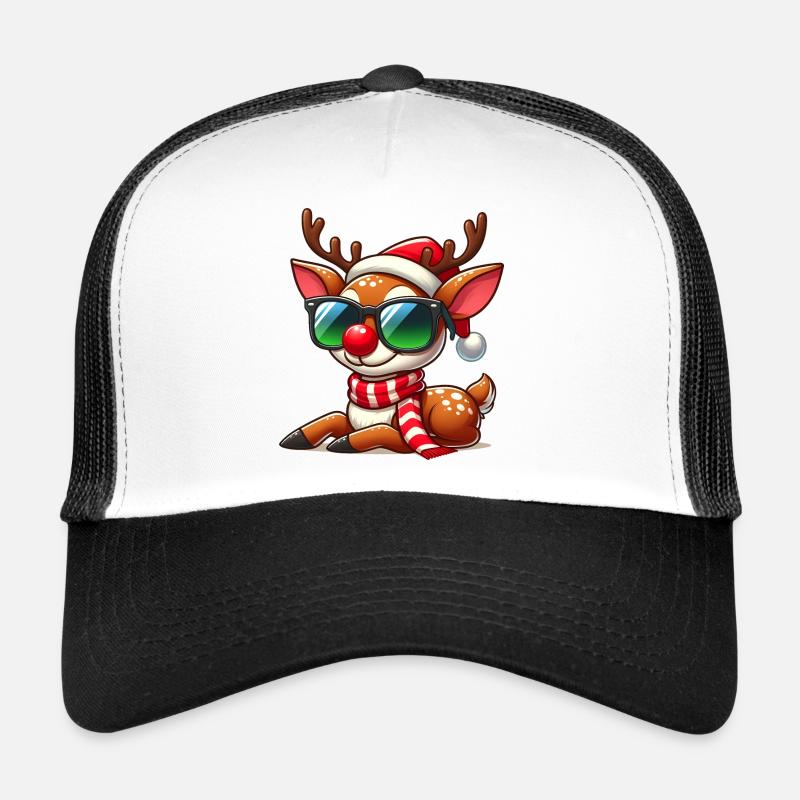 Christmas Reindeer with Red Nose Trucker Cap