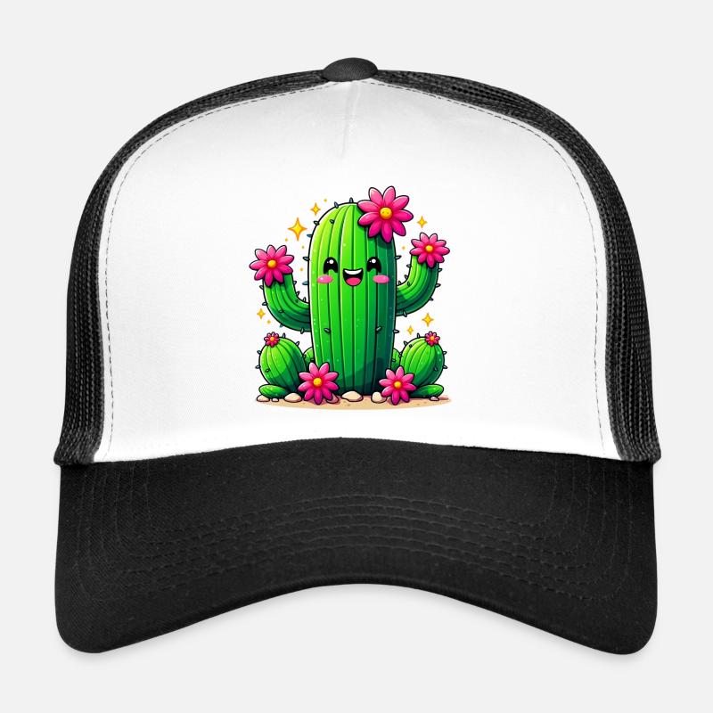 Kaktus - Trucker Cap - Weiß/Schwarz