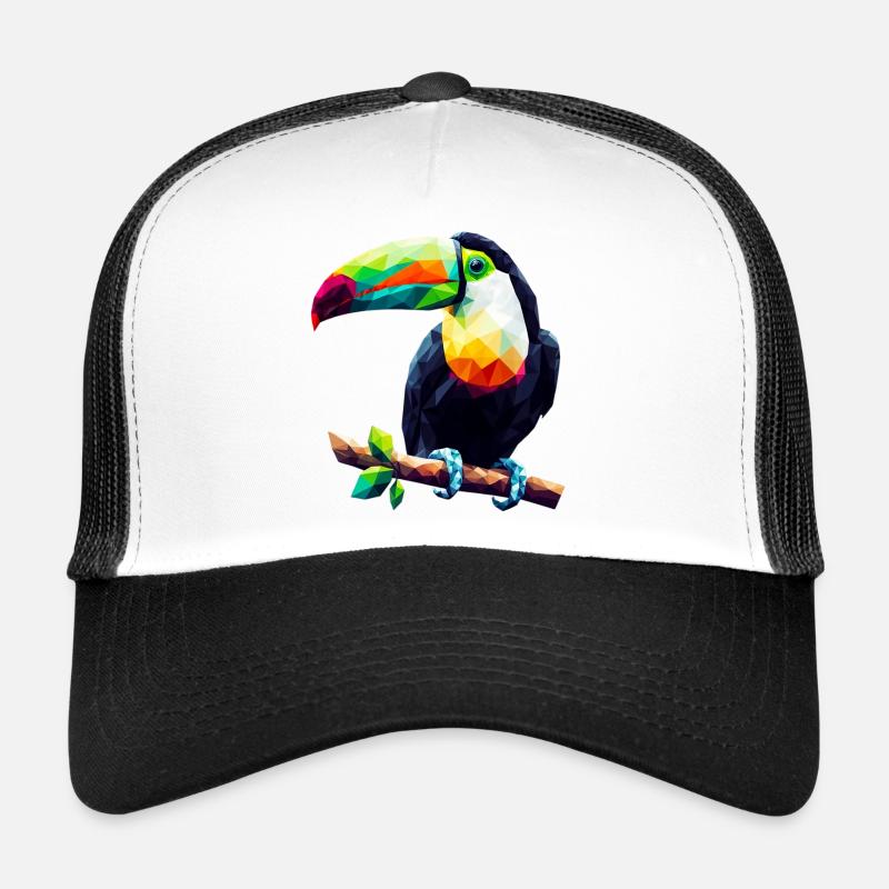 Polygonaler Tukan - Trucker Cap - Weiß/Schwarz