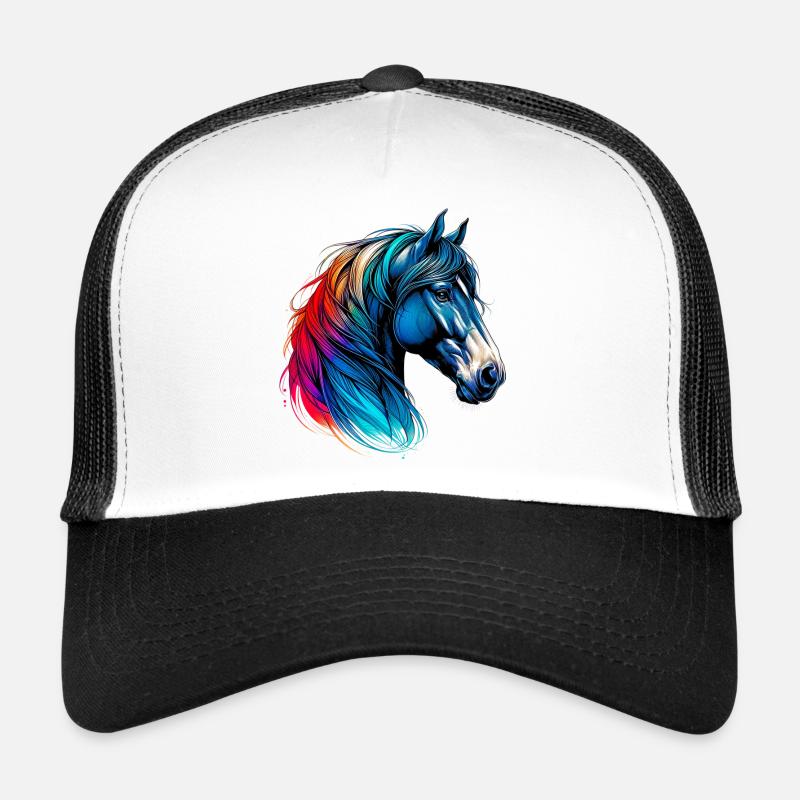 Pferd - Trucker Cap - Weiß/Schwarz