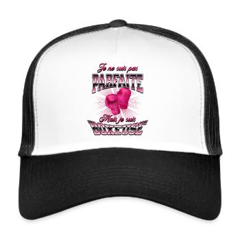 Boxe féminine, cadeau original pour boxeuse - Casquette trucker  - blanc/noir - Devant