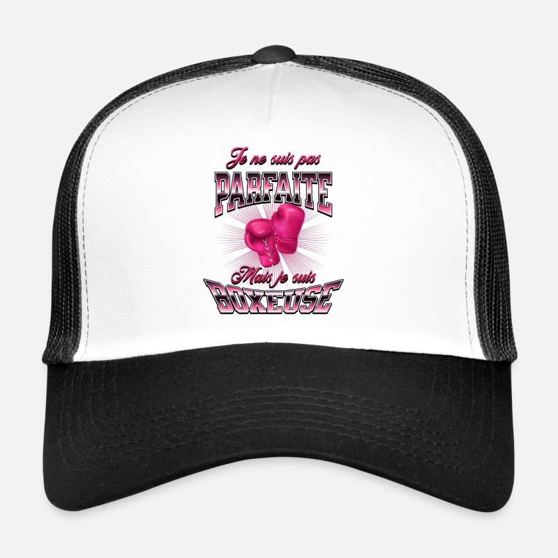 Boxe féminine, cadeau original pour boxeuse - Casquette trucker  - blanc/noir