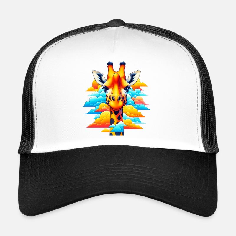 Giraffe with head in cloud clouds Trucker Cap