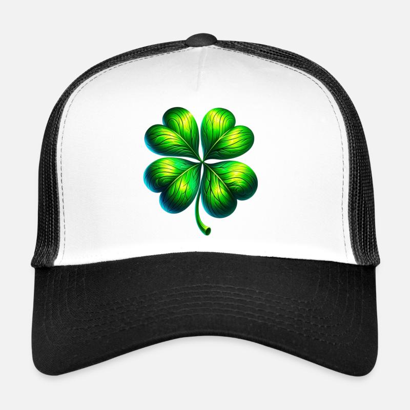 Vierblättriges Kleeblatt - Trucker Cap - Weiß/Schwarz