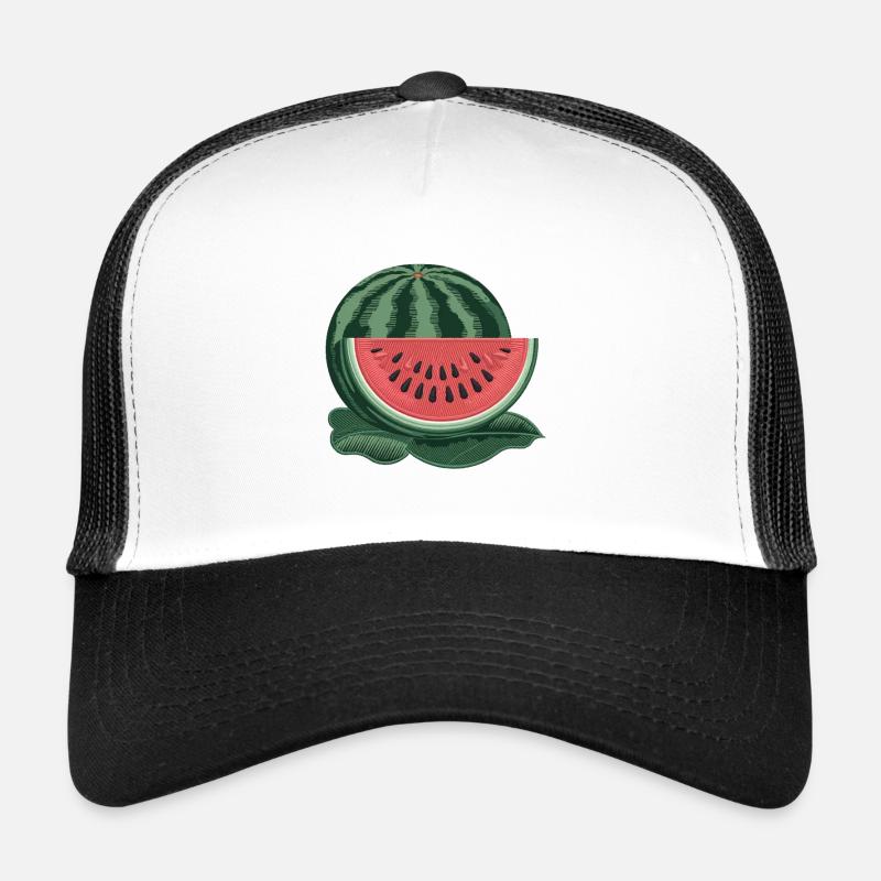Gestickte Wassermelone - Trucker Cap - Weiß/Schwarz